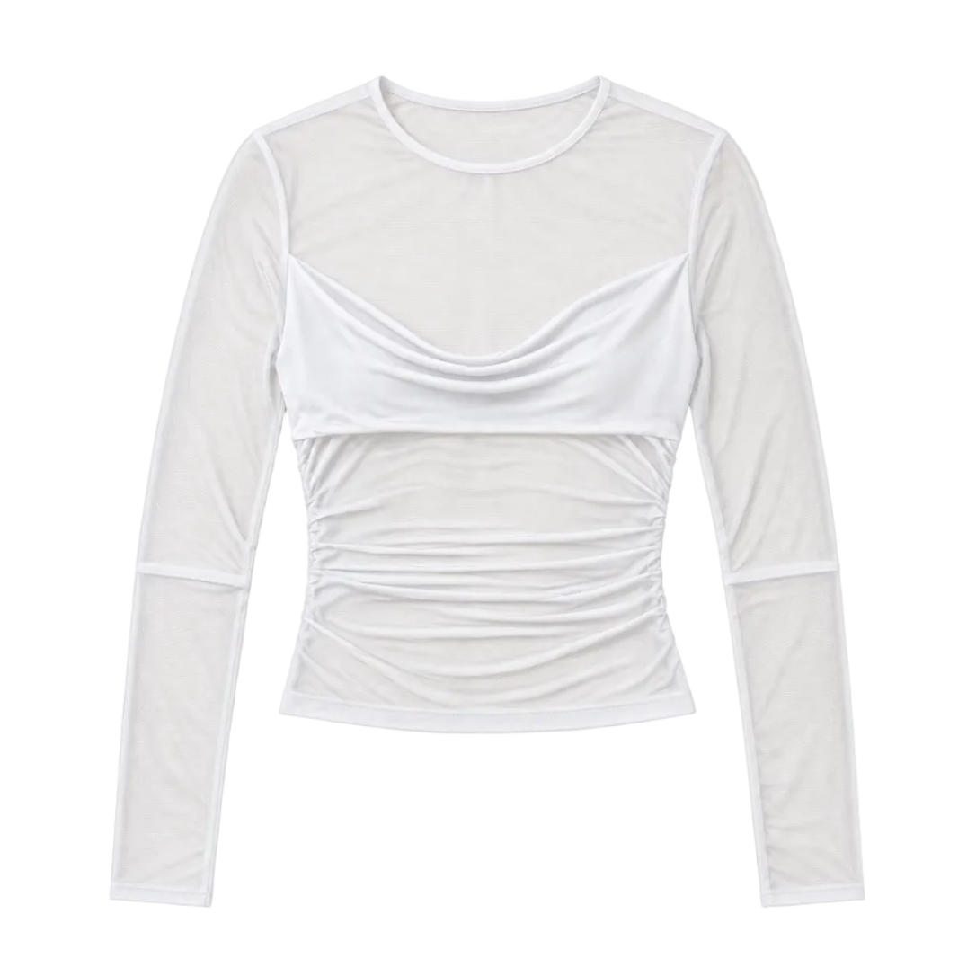 Rock + Ruched Sheer Sleeve